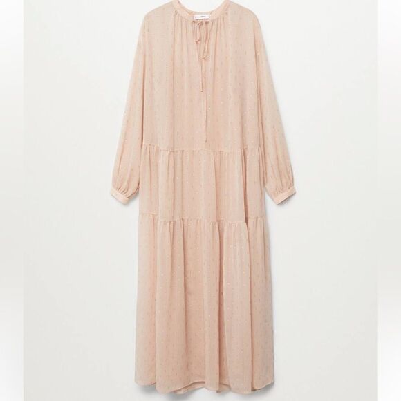 Mango nude pink Metallic details dress size small - Picture 2 of 15